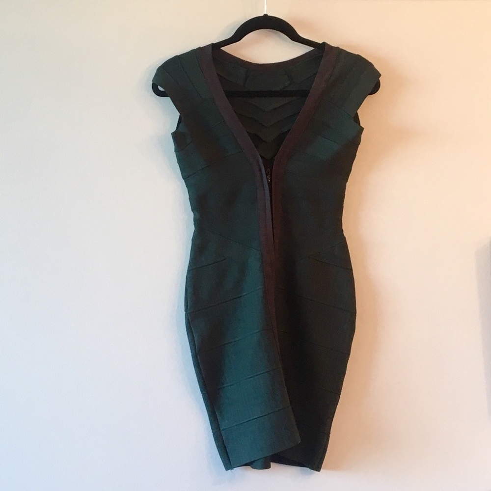SOLD: Herve Leger Holy Grail Mini Dress- Teal, M